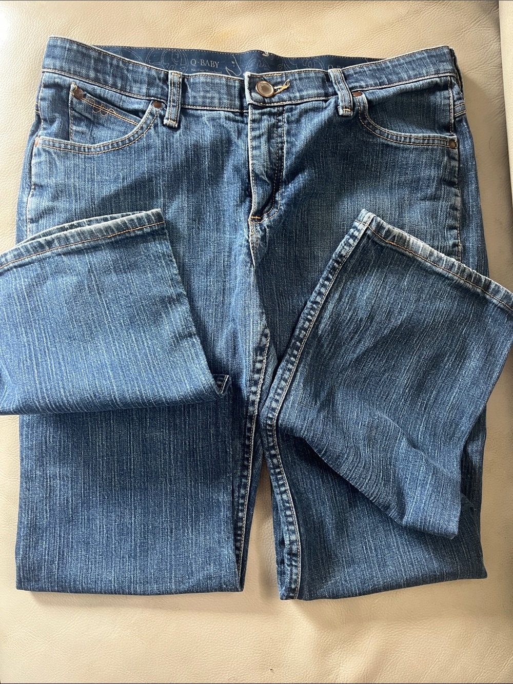 Wrangler Q-Baby Denim Jeans in Dark Blue with Copper Button